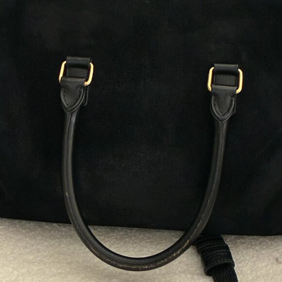 Saint Laurent Duffle 6 – Black Suede w/Leather Front Pocket & Trim - Picture 15 of 16